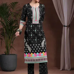 Libas Paisley Printed Straight Kurta with Trousers-46