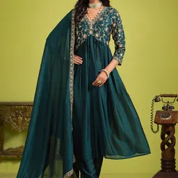 Sangria Embroidered Kurta Trousers & Dupatta-image-96