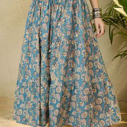 InWeave Printed Flared Pure Cotton Maxi Skirt-image-49