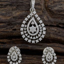 Kushal's Fashion Jewellery Rhodium Plated Cubic Zirconia Stone Studded Jewellery Set-10