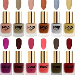 VOLO Set Of 12 Velvet Matte Nail Polish - 8 ml Each -Magenta-Red-Nude-Neon-Peach-Olive-15