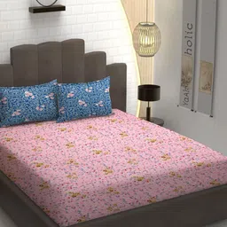 YaAkholic Multicoloured 210 TC Queen Bedsheet with 2 Pillow Covers-image-74