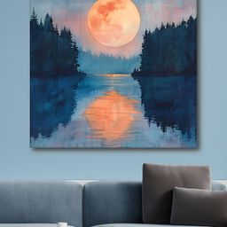 Aura Blue & Orange Nature Printed Canvas Wall Art-image-52