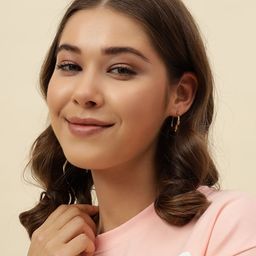 Beatnik Brass-Plated Contemporary Hoop Earrings-image-43