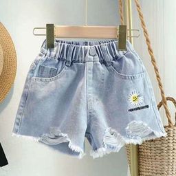 YK Girls Embellished Washed Regular Fit Denim Shorts-47
