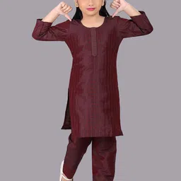 Pehanaava Girls Striped Straight Kurta With Trouser-picture-18