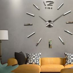 upkaranwale Silver-Toned Contemporary 3D Wall Sticker Clock-8
