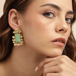 Anouk Gold-Plated Beaded Geometric Drop Earrings-7