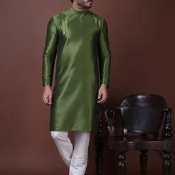 DEVOILER Men Regular Dupion Silk Kurta with Pyjamas-image-66