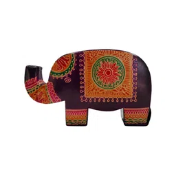 MAATIR DESIGNS Purple & Yellow Leather Elephant Coin Box-picture-8