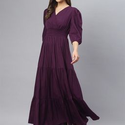 Raiyani Fashion Women Smocked Crepe Wrap Maxi Dress-picture-10
