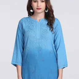 KHAKA Women Ethnic Motifs Embroidered Chikankari Kurti-picture-41