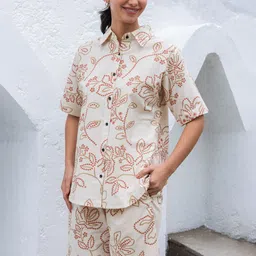TITTLI Floral Printed Shirt Collar Short Sleeves Shirt With Shorts-image-90