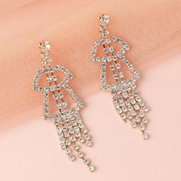 DressBerry Gold-Plated Artificial Stones Studded Contemporary Drop Earrings-28