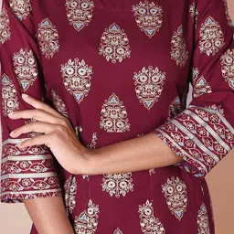Indiwest Ethnic Motif Printed Rayon A-Line Kurta image 4
