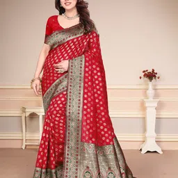 SUPERLAXMI Woven Design Zari Silk Blend Banarasi Saree-picture-25
