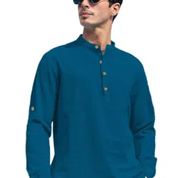 EdinWolf Men India Slim Fit Band Collar Solid Cotton Casual Shirt-image-72