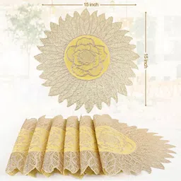 LooMantha 6-Pcs Gold & Yellow Foil Printed Waterproof Table Placemats-image-56