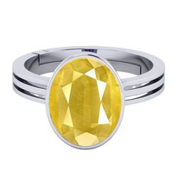 VISHVMA Silver Plated 7.00 Ratti Sapphire Pukhraj Gemstone Studded Finger Ring-picture-15