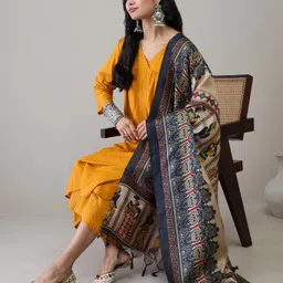 InWeave Women Regular Kurta with Trousers & With Dupatta-2
