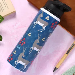 PENTADECO Blue & Black Single Aluminium Printed Water Bottle-image-48