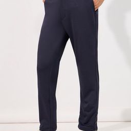 Styli Men Solid Slim Trousers with Bottom Button Placket Detail-image-23