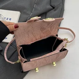 DressBerry Colourblocked PU Structured Hobo Bag with Bow Detail-3