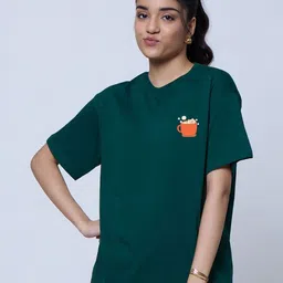 LoveDky Women Graphic Printed Round Neck Cotton Oversized T-shirt-picture-22