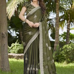 Moda Rapido Floral Embroidered Silk Blend Saree-image-83
