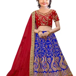 F Plus Fashion Girls Semi-Stitched Lehenga & Unstitched Blouse Satin-image-77