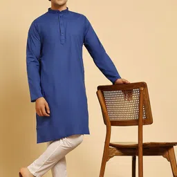 SKAVIJ Men Regular Pure Cotton Kurta with Pyjamas-image-72