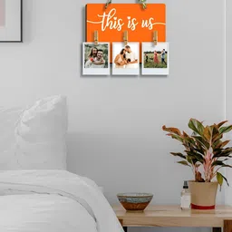 SEHAZ ARTWORKS Orange Colored & White Printed Wooden Wall Hanging-16