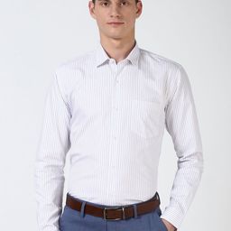 Peter England Men Spread Collar Vertical Striped Cotton Casual Shirt-image-86