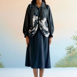 ECHO STUDIO Susie Printed Shirt Collar Pure Cotton Top & Skirt-image-4
