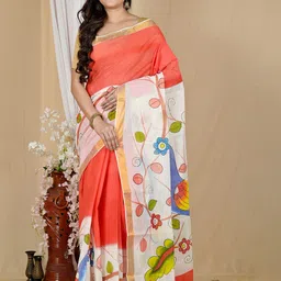 DipDiya Floral Printed Zari Pure Cotton Saree-picture-18