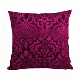 India Furnish Purple 5 Pieces Floral Printed Velvet Square Cushion Covers-picture-28