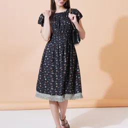 SAAKAA Women Pleated Fit and Flare Dress-picture-37