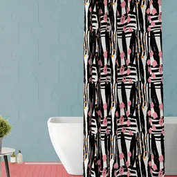 ArtzFolio Black & Pink Printed Waterproof Shower Curtain-image-95
