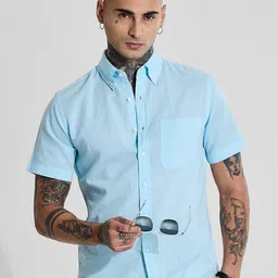 Snitch Men Smart Slim Fit Button-Down Collar Solid Cotton Casual Shirt-image-96