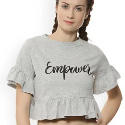 Campus Sutra Typography Print Flared Sleeve Cotton Top-picture-32