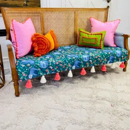THROWPILLOW Green & Multicoloured Printed Polyester 1 Piece Sofa Cover-image-70