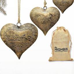 HIGHBIX Gold Set of 3 Rustic Hanging Heart Decor-image-8