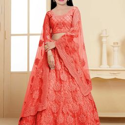 BAESD Girls Embroidered Thread Work Semi-Stitched Lehenga & Unstitched Blouse With Dupatta-picture-58