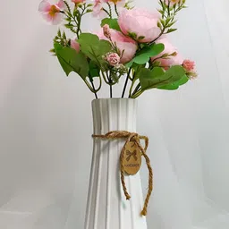 Art Street White Ribbed Ceramic FlowerVases-57