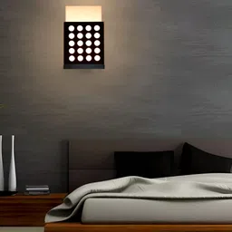 Gojeeva Black & White Textured Contemporary Wooden Rectangle Shaped Wall Lamp-12