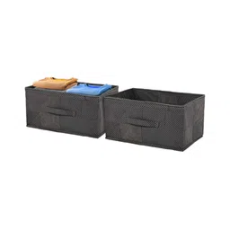 Aura Grey & Black 2 Pieces Printed Wardrobe Storage Organizer With Handle-38