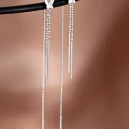 DressBerry Silver-Plated Artificial Stones Studded Contemporary Drop Earrings-image-53