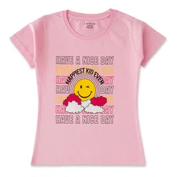 Luke & Lilly Girls Typography Printed Round Neck Cotton T-shirt-image-99