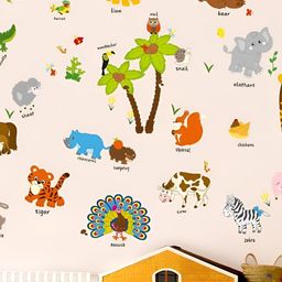 INDIAN ROYALS Green & Red Nursery Decoration Animal Self Adhesive Wall Sticker-image-58