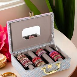 Aura Green 4 Rod Wooden Bangle Storage Box with Gold Handle Drawer Organiser-32